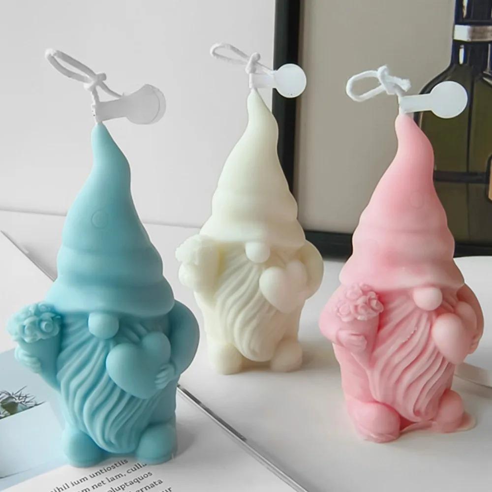 Santa Claus Hand Holding LOVE Candle Silicone Mold Love Dwarf Plaster Making Tool Home Christmas Party Decoration Handmade Gifts