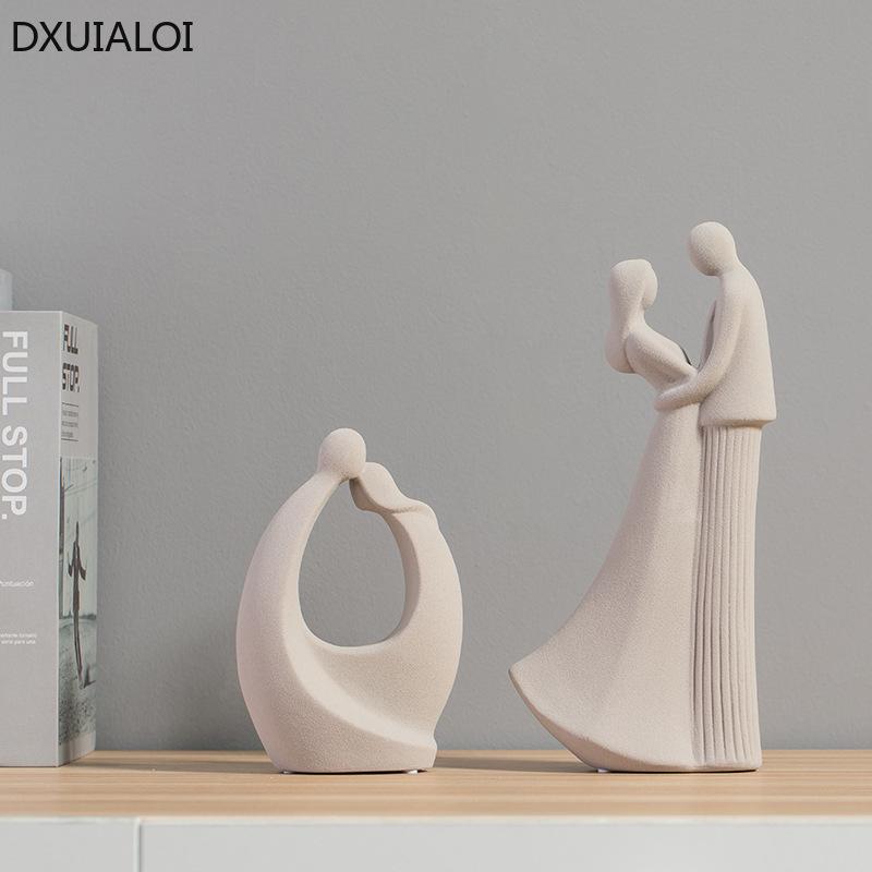 Modern Minimalism Abstract Character Decorations Ceramic Couple Ornaments Valentine's Day Gift Home Decoration Accessories