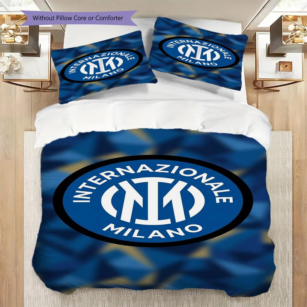 Emblema Inter Milan Sfondo Vivace Set da Tre Pezzi (1 * copripiumino + 2 * federa, senza nucleo) Set biancheria da letto regalo di Natale compleanno