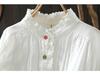 2026 Spring Lace Button Women's Double Layer Cotton Gauze White Shirt - Versatile & Age-Reducing