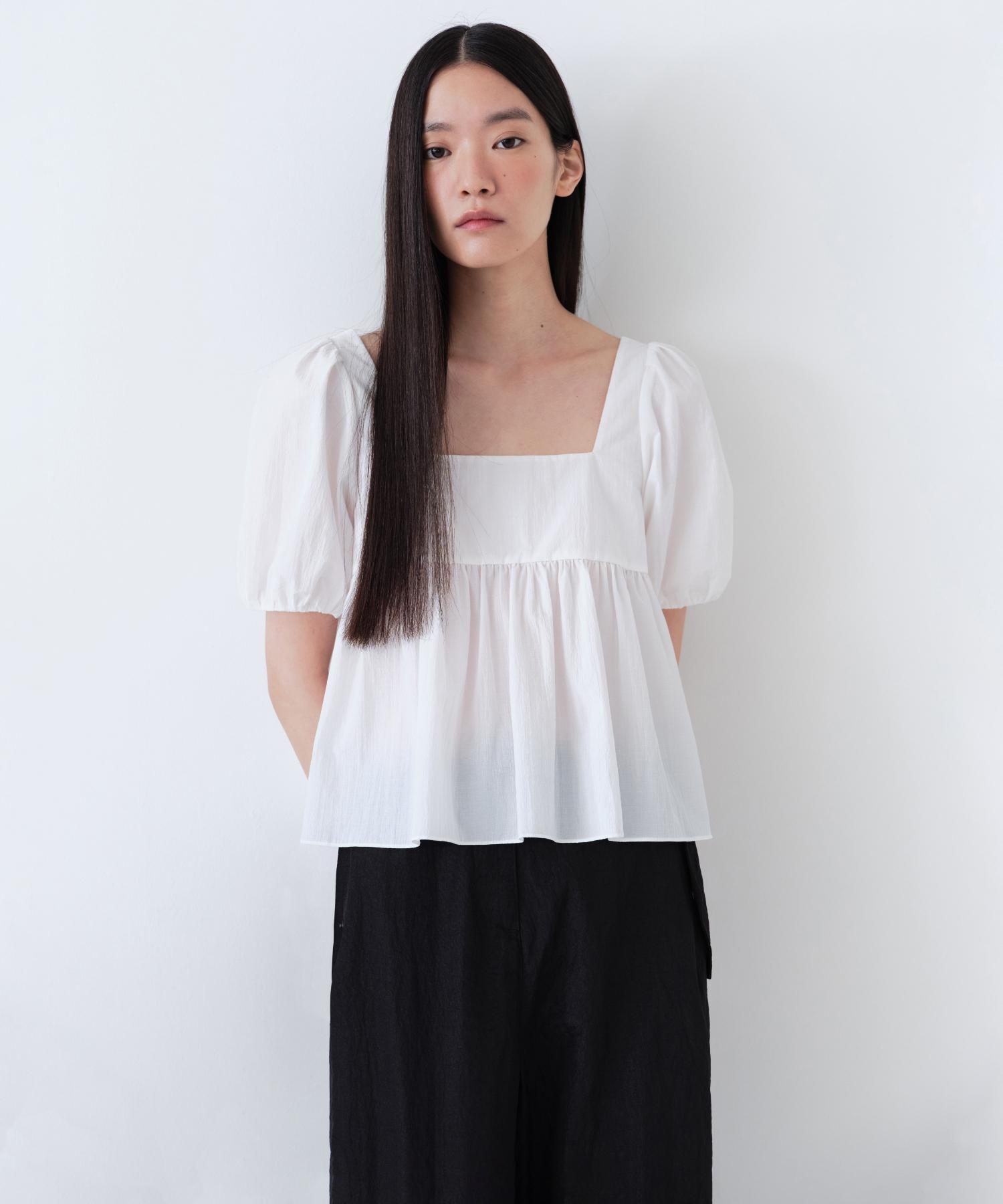 Musinsa Standard Woman Women S Crinkle Puff Sleeve Peplum Blouse [White] White/L