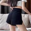 2025 Summer High-Waist Irregular Design Black A-Line Women's Casual Shorts