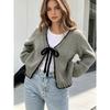 Women S V Neck Tie Front Loose Long Sleeve Knit Cardigan Sweater