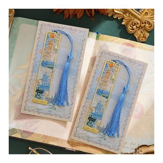 Elegant Hollow Carved Metal Bookmark - Sunrise Design with Tassel, Perfect Gift for Book Lovers, Teachers, Friends, and Loved Ones