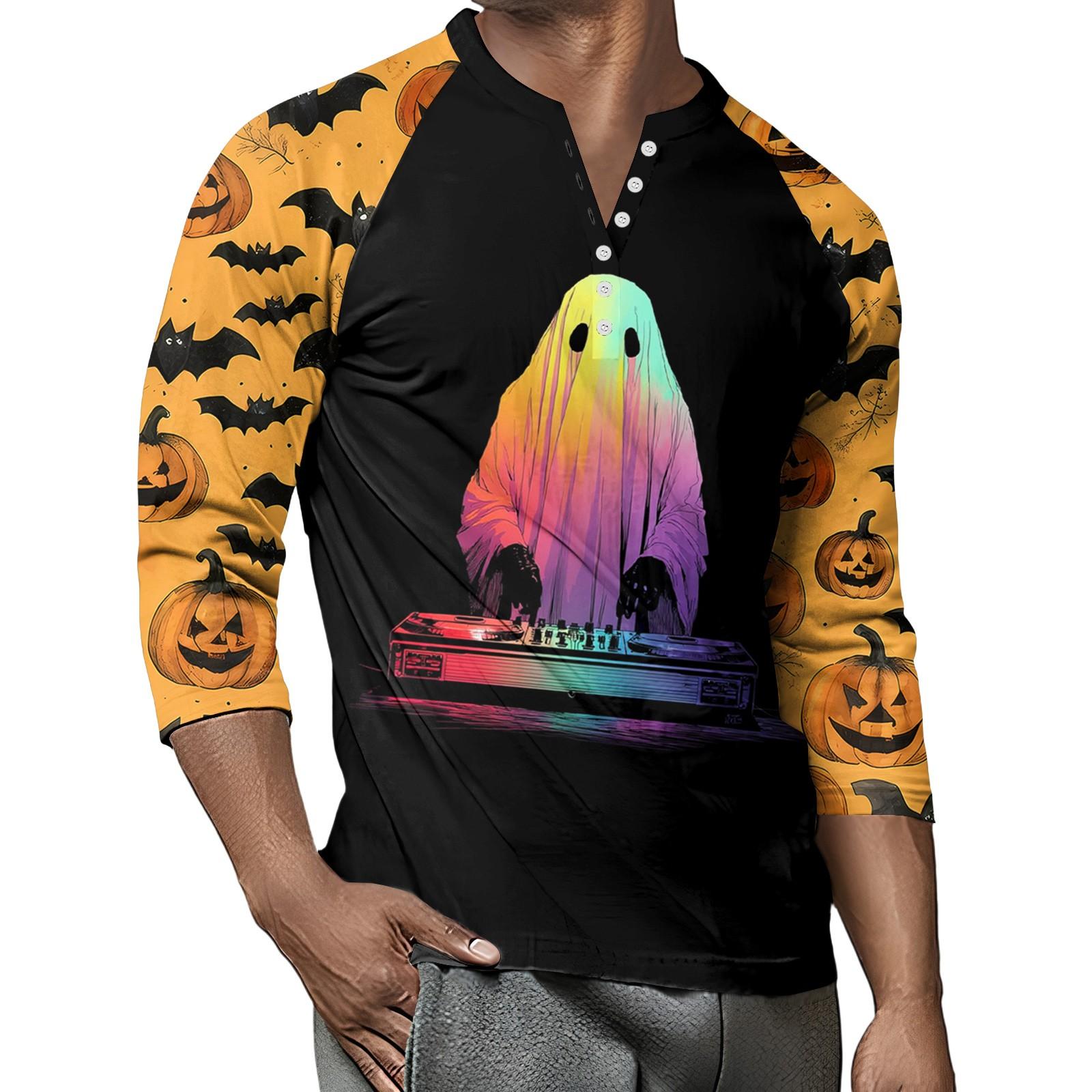 

Мужской контрастный топ реглан на пуговицах с рукавом 3/4 XXXL