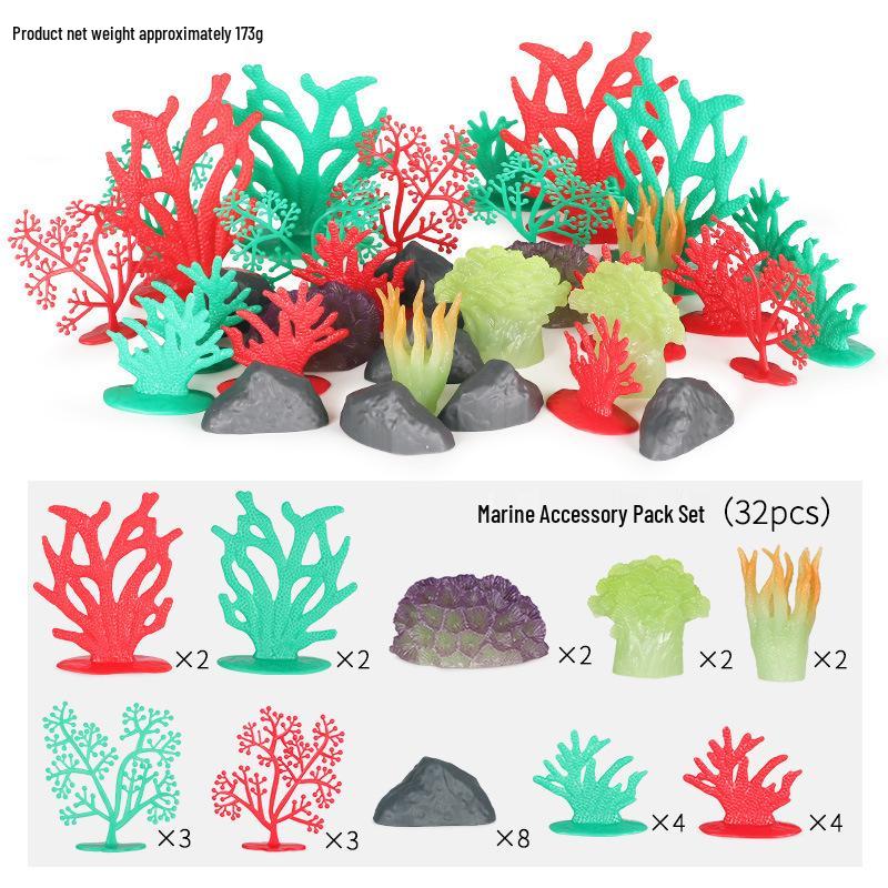 Marine Animal Simulation Model Figures: Shark, Dolphin, Hammerhead, Crab, Squid, Starfish for Kids' Education