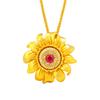 Rose Gold Diamond Sunflower Pendant - Women's Fashion Charm