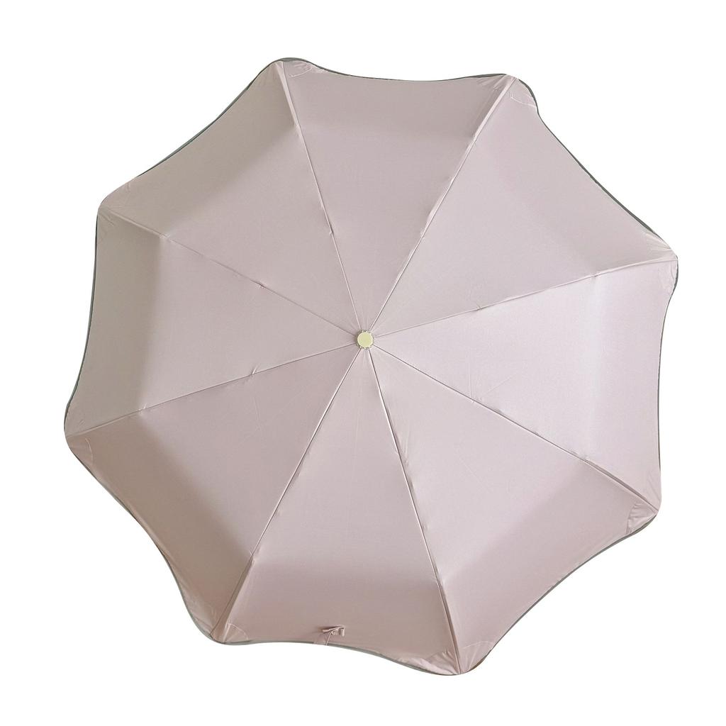 Fully Automatic Ring Buckle Closing Umbrella Sunscreen Color Contrast Color Glue Female Color Glue Student Rounded Corner Safety Parasol