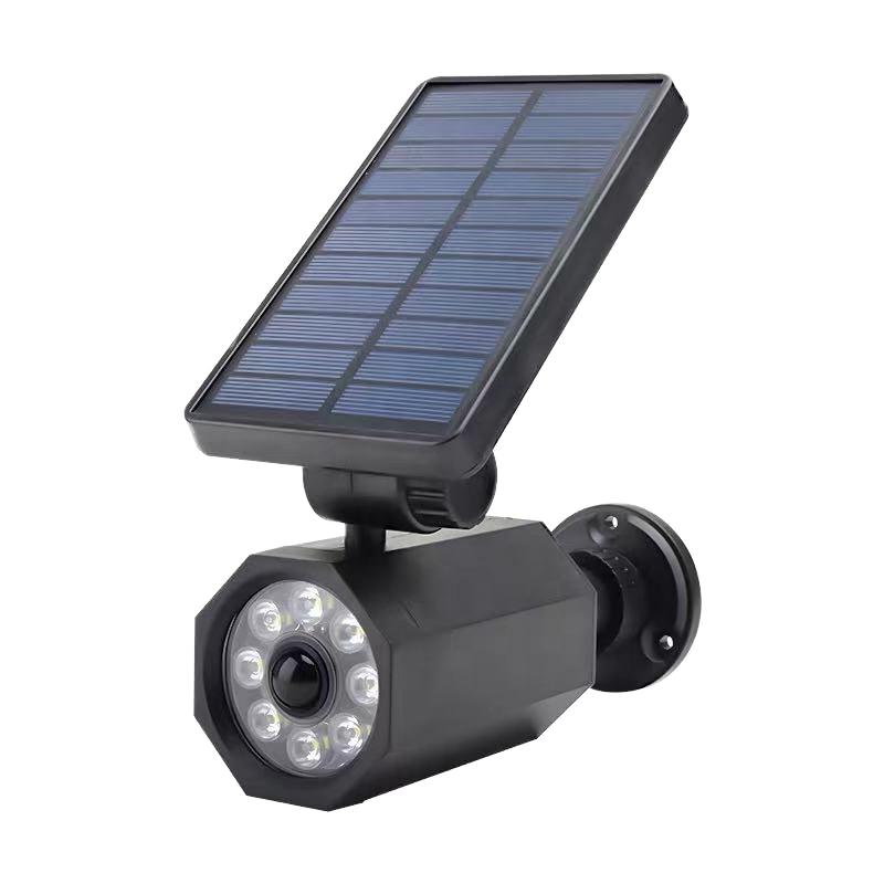 8 LED Solar Powered Motion Sensor Outdoor Spotlight Integrated LED Black Security Camera Solar Night Light for Garden Wall
