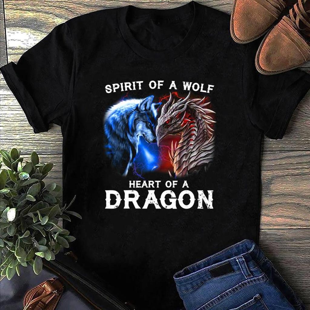 Spirit Of A Wolf Heart Of A Dragon, Wolf T Shirt, Silver Wolf Shirt, Husky Shirt, Wolf Lover Shirt, Wolf Moon Shirt