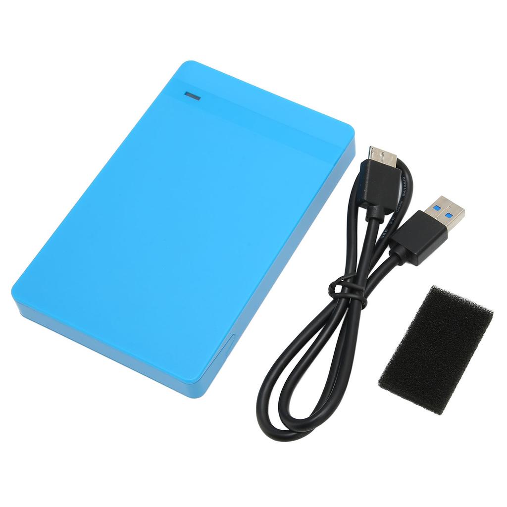 2.5in Hard Drive Enclosure USB3.0 Plug and Play Mobile HDD Enclosure External HDD Case Adapter for Windows for OS Blue
