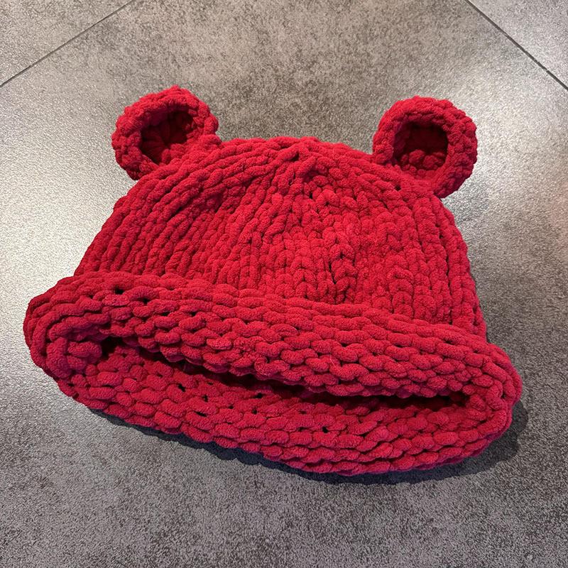 Solid Knitting Color Little Bear Ears Knit Wool Hats Women Fall Winter Wear