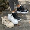 New Thick-soled Lace-up Snow Boots for Women with Plus-size Sport Fleece Cotton Shoes