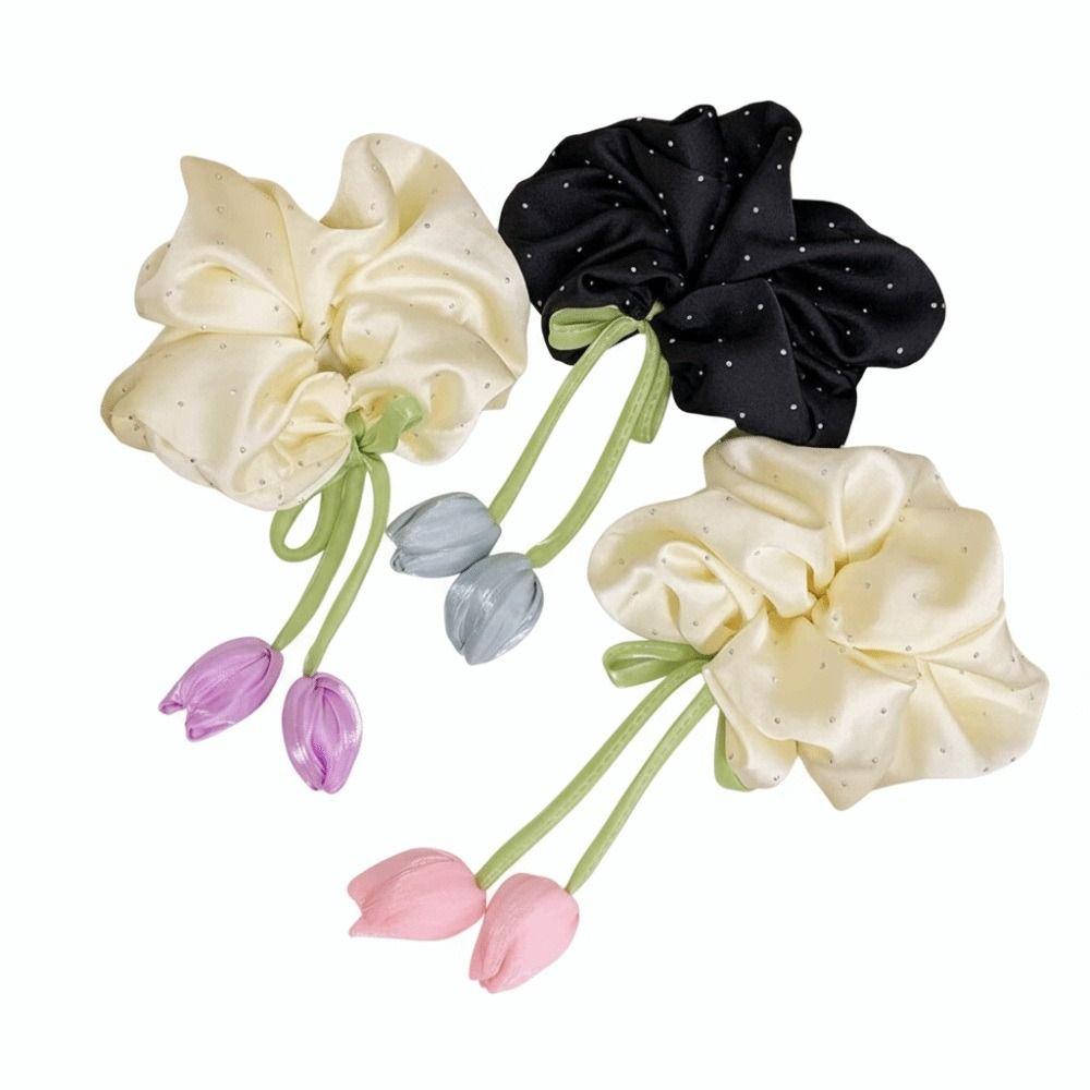 Elastic Material Tulip Headbands Spring Design Flower Elastic Hair Ties  Women Hair Accessories