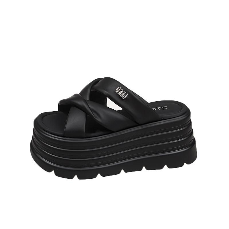 Fashion NEW 8CM Wedge Slippers for Women Summer Non Slip Platform Sandals Woman Open Toe Comfortable Female Chunky Beach Slippers