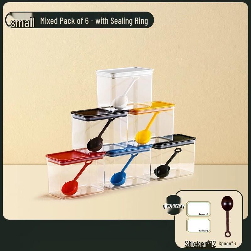 PP Food Ingredient Storage Boxes - 6-Pack Small Mixed