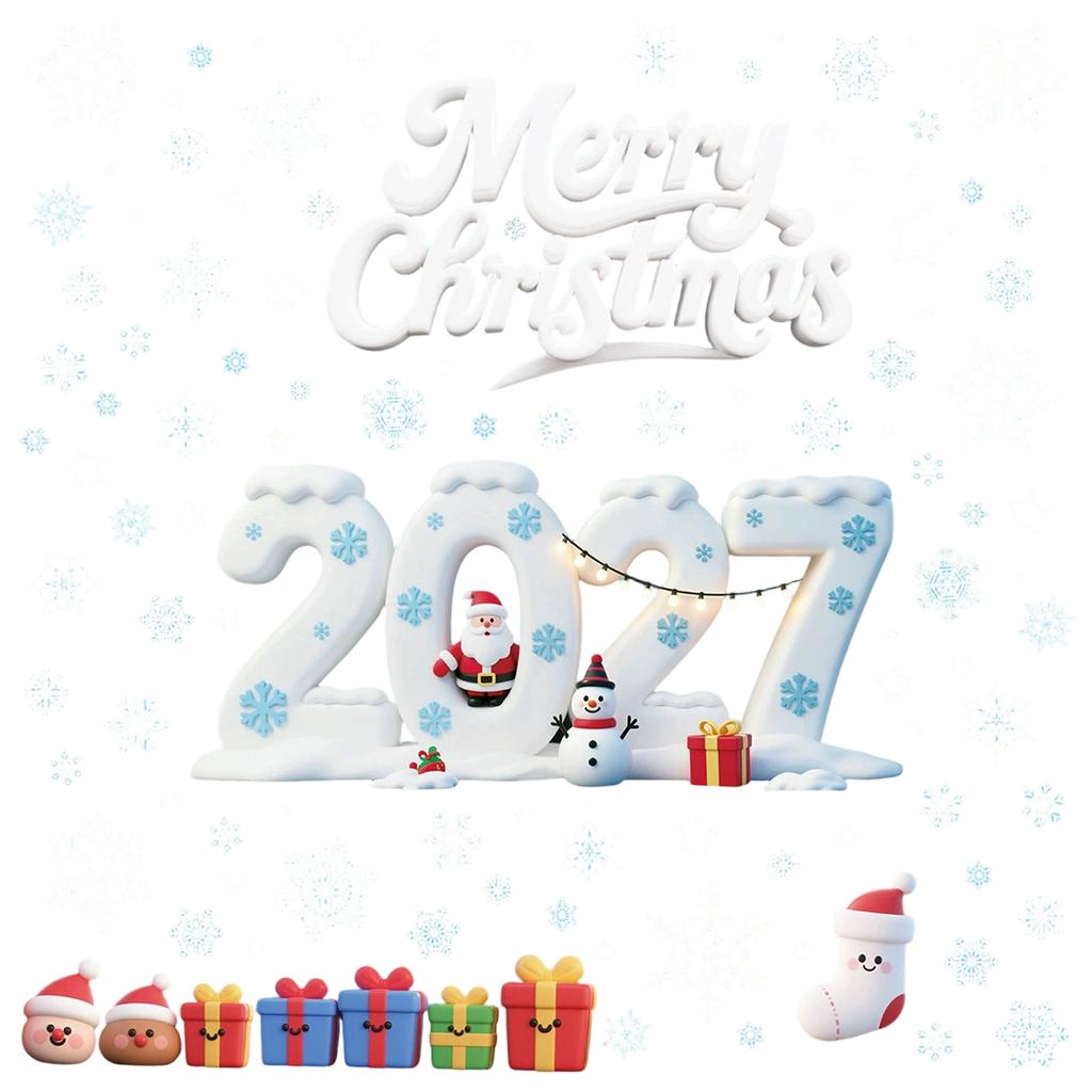 2027 Christmas Static Window Clings Santa Snowflake Decals for Glass - Winter Holiday Window Stickers