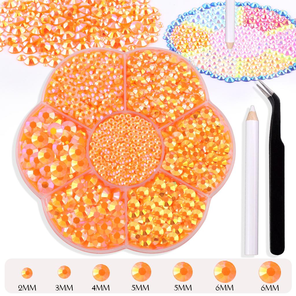 7 Grid Plum Blossom Boxed Resin Flat Bottom Nail Art Jewelry Jelly Diamond Violent Bear Ab Rhinestone Diy Clothing Diamond Sticker