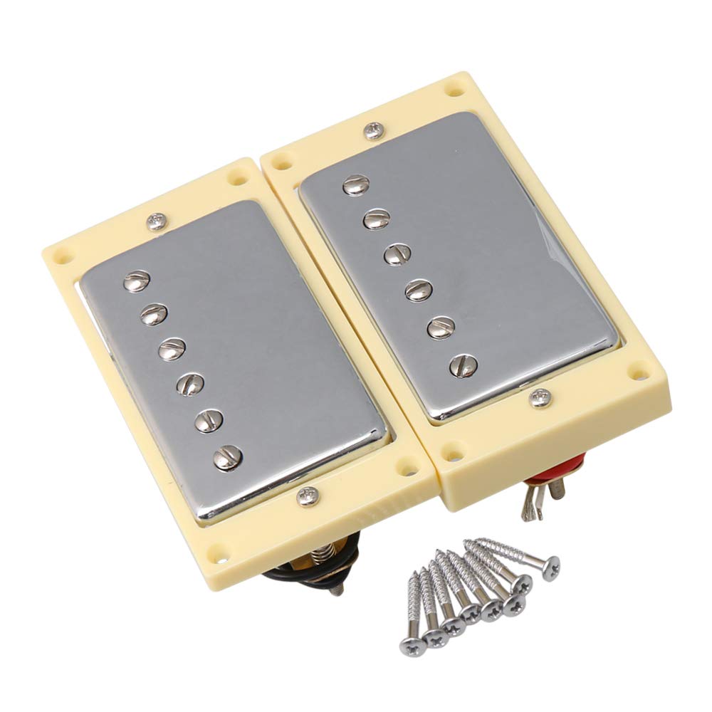 Yibuy Set de 2 micros Humbucker Double Bobinage avec Capots Chromés pour Guitare Électrique