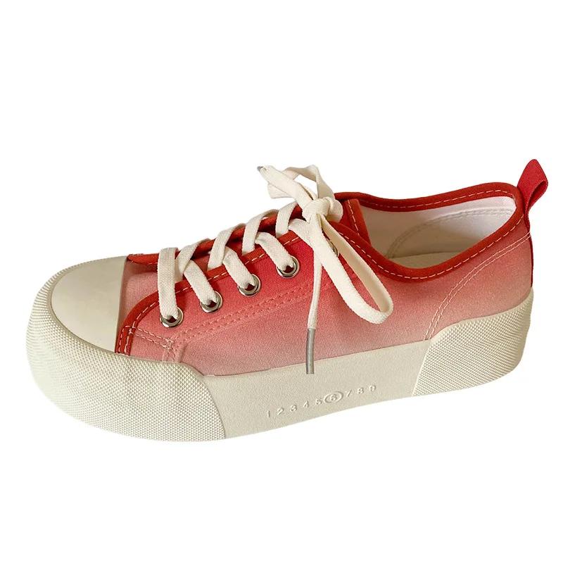 Chaussures de Toile à Plateforme pour Femmes à la Mode, Baskets Chunky à Hauteur Augmentée pour Femmes, Chaussures Décontractées à Dégradé de Mode, Chaussures à Semelle Épaisse pour Dames