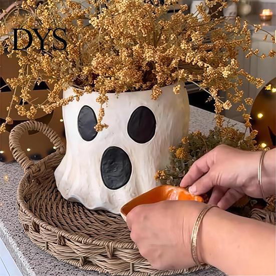 Kindergarten Party Supplies Ghost Candy Bucket Decor, Halloween Planter Vase Cute Holiday Decorative Prop for Home Bucket, Bowl Indoor Outdoor Display