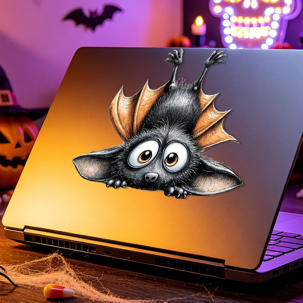 Halloween Cartoon Bat Stickers Cute Hanging Upside Down Waterproof Decor for Haunted House Escape Room Setup