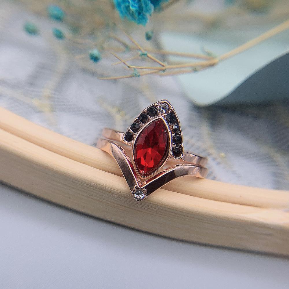 Anello Vintage Due in Uno con Rubino di Sangue, Semplice Design a Diamanti, Decorazione per Mano Versatile e di Alta Gamma