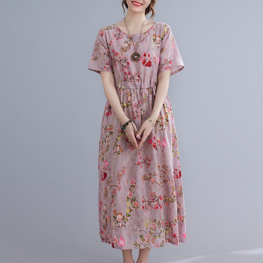 Dámske šaty v etnickom štýle Letné s potlačou veľkých rozmerov nad kolená Dlhé šaty so sedemštvrťovým rukávom