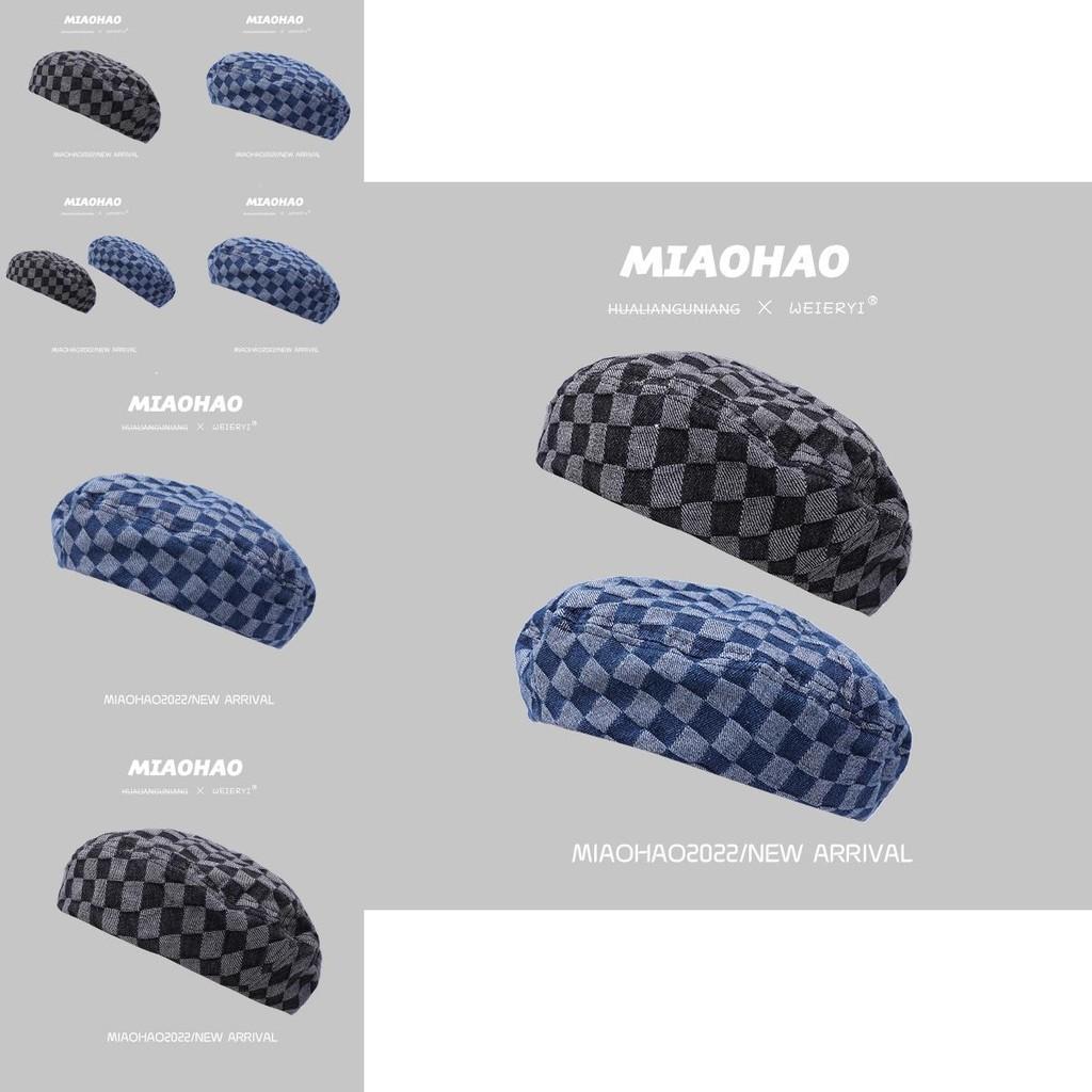 Chic And Classic Women's Beret Cotton Plaid Design For A Timeless Look