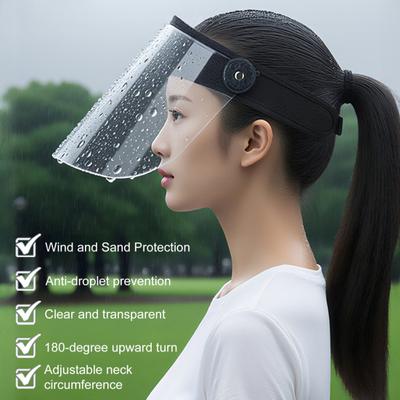 Clear Face Shield for Men Women Anti-Fog Splash Guard for Work Riding Outdoor Activities PVC Full Coverage Adjustable Headband Protective Mask