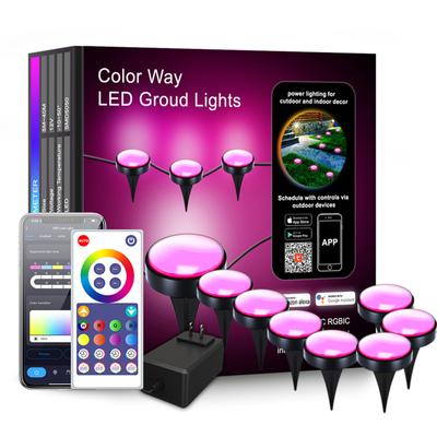Smart Outdoor Pathway Lights WiFi Ground Lights With Remote Control App Control RGBIC Color Changing Compatible For Alexa Halloween