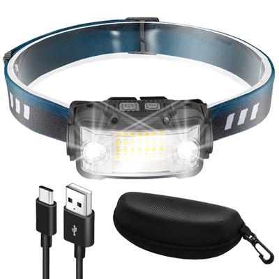 Scheinwerfer LED Wiederaufladbares Nackenlicht 17 Stunden Licht mit Etui Ultraweitwinkel Kleiner Sensor Ausgestattet mit Katastrophenschutz Wasserdicht Camping