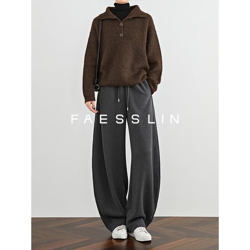 

FAESSLIN Women s Thick Wide-Leg Sweatpants L