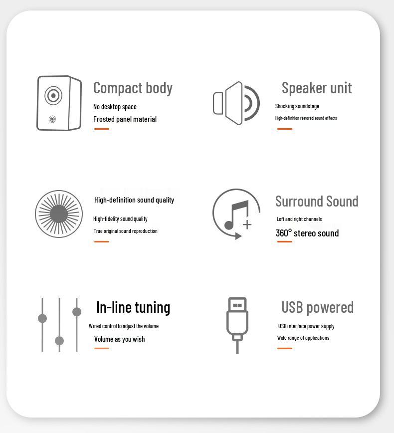 Compact Desktop Wired Subwoofer Speaker for Laptop and Home Use
