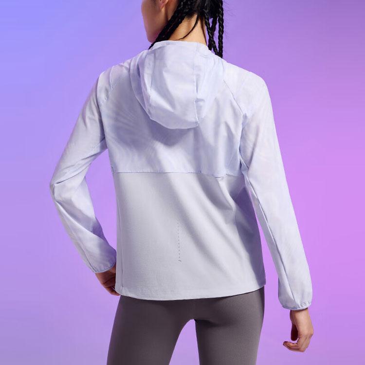Anta Running Series Printed Spliced Zipper Hooded UV Protection Sports Jacket Women Jackets Cloud-Purple 162435601-1
