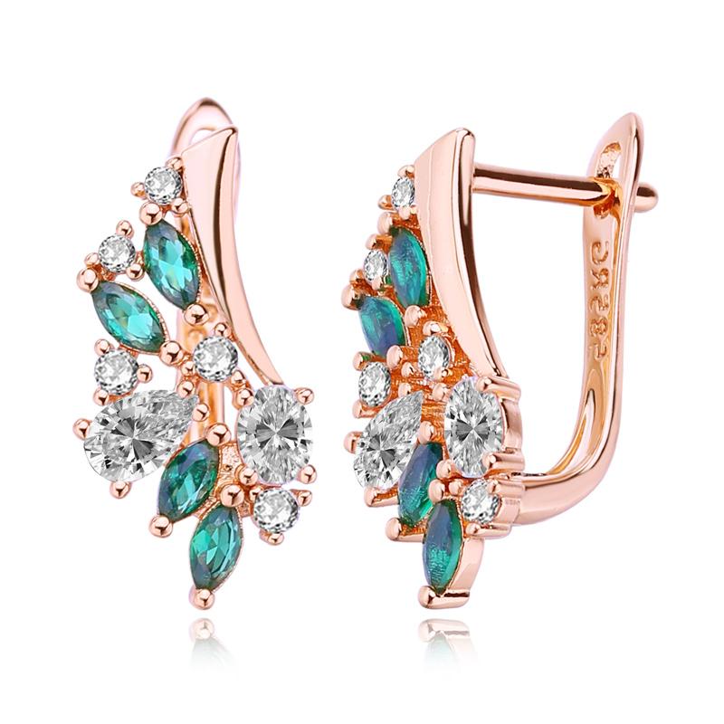 

Серьги-клипсы MINTHA, модные серьги цвета розового золота, свадебные повседневные модные украшения, серьги с зеленым фианитом для женщин, свадебные серьги A