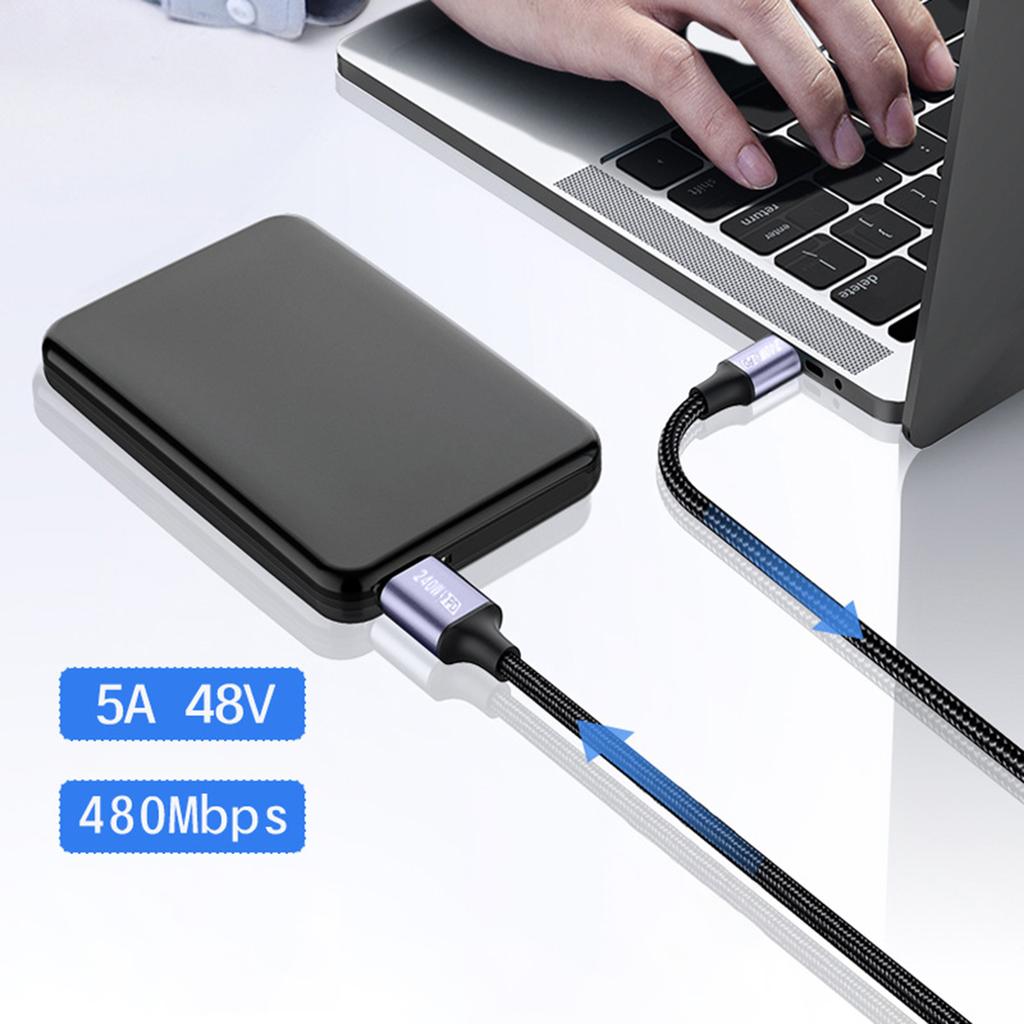 USB Type-C To C Cable PD 240W Fast Charging Cable for Game Switches Laptop Notebook Phone Charger Cord 480Mbps