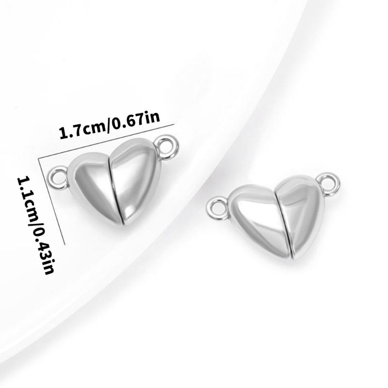 Magnetic Heart Clasp for Jewelry Making Stainless Steel Sturdy Fastening Solution Bracelet Necklace Gifts for Couples