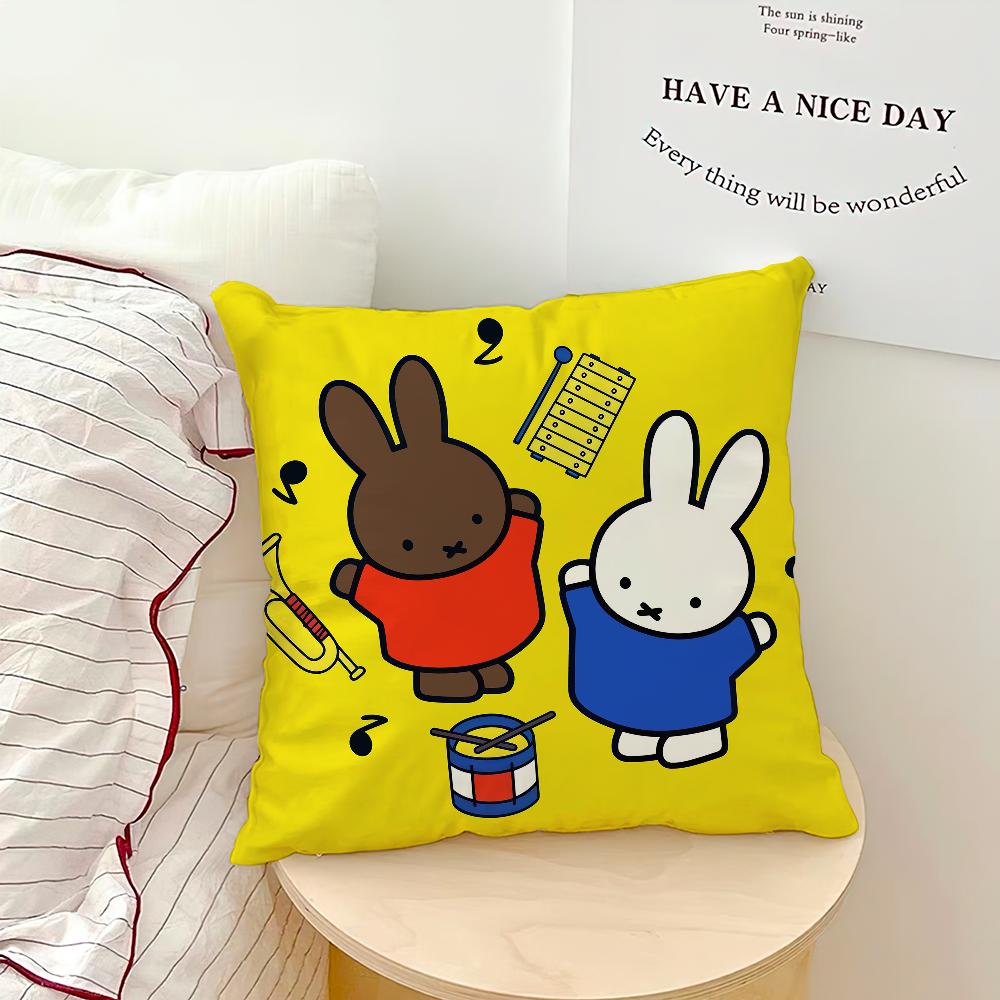 Cartoon Bunny Rabbit kawaii funny MMiffy soft pillowcase for Sofa Home Living Room bedside Decor pillow cover Gift Party hogar