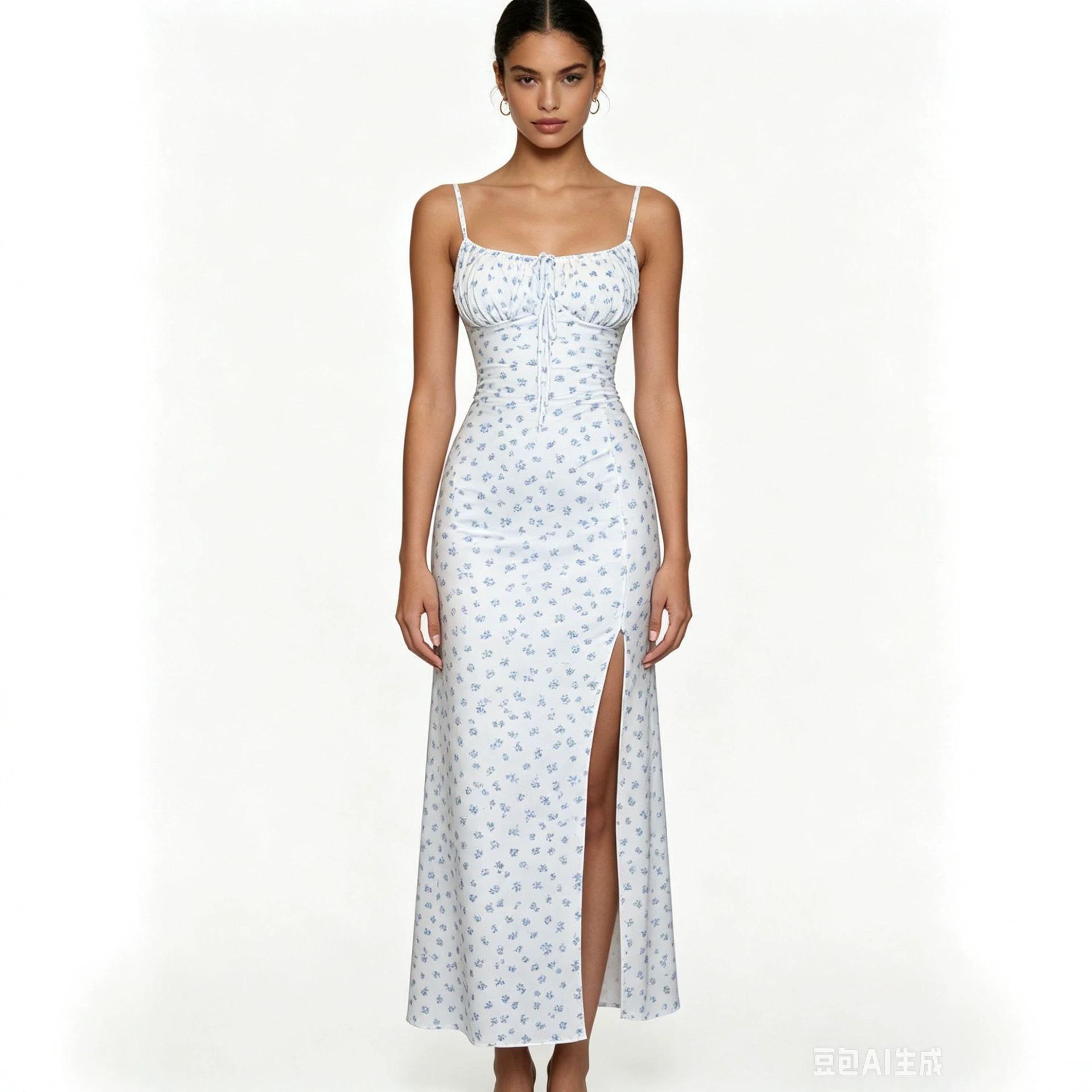 European and American women s clothing 2026 summer suspender floral split dress women s long dress French light luxury premium XS