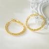 Cercei Aur Rotunzi 14K Gold Woven Hoop Earrings for Women, Unique Elegant Simple Fashion Earrings