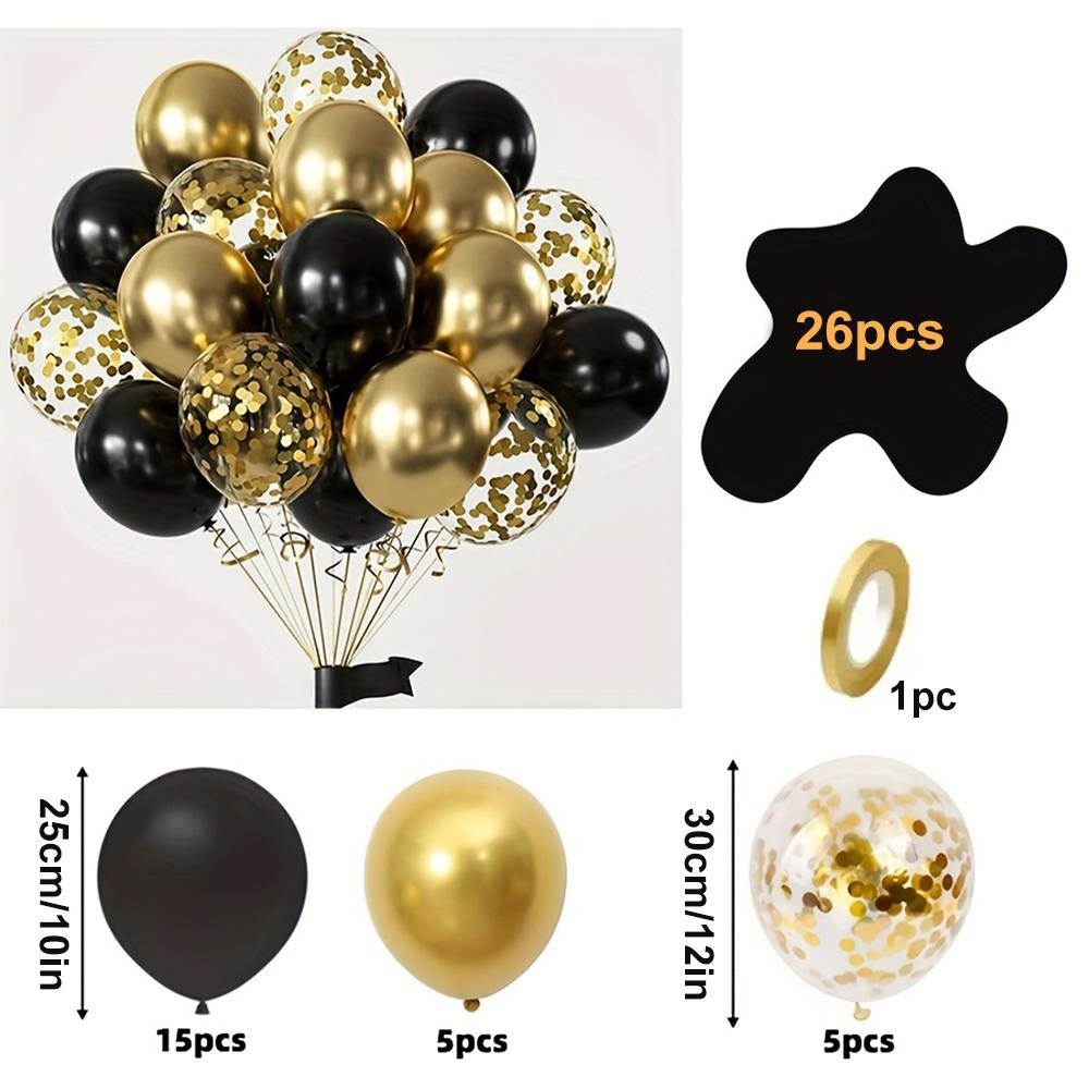 

16pcs Black and Metallic Gold Balloons for Birthday Wedding Graduation Party Decorations Other