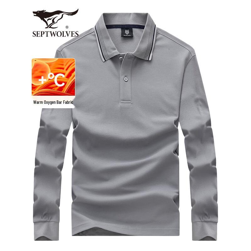 Septwolves Men's Spring Business Casual Long-Sleeve Polo T-Shirt