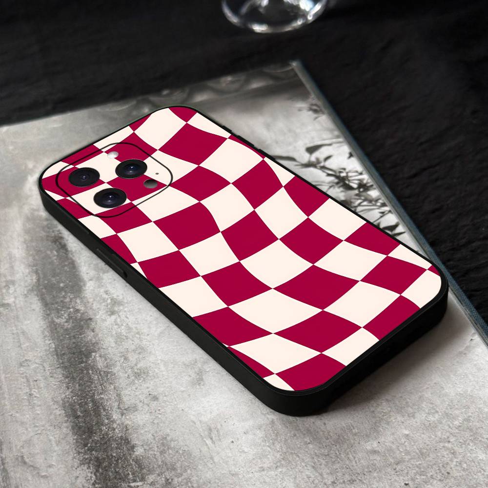 Checkerboard Phone Case Black Silicone Soft Shell For IPhone 17 16 15 14 13 12 11 Air Pro Max Plus Hot Sale