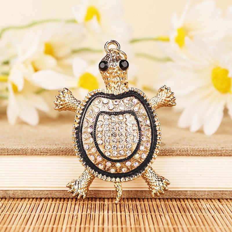 Colorful Rhinestone Sea Turtle Keychain - Creative Animal Pendant