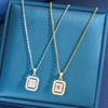 Elegant European-American Rectangular Diamond Clavicle Necklace - Light Luxury Fashion for Women