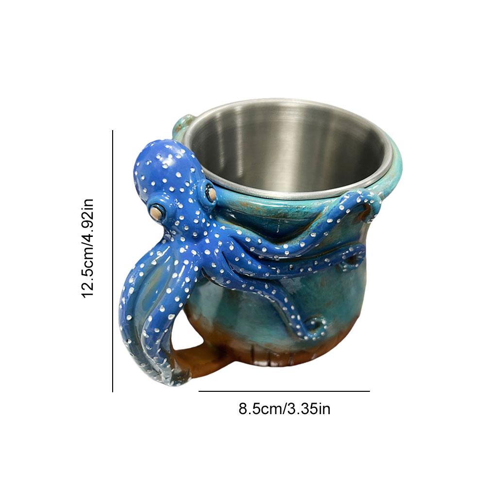Novelty Octopuses Mug Handmade Statue Sea Animal Mug Coffee Milk Tea Cup Creative Octopuses Coffee Mug 3D Resin Mug