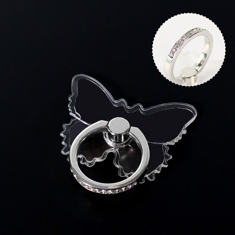 Mobile Phone Clear Finger Ring Holder for iPhone 17 Xiaomi Folding Butterfly Phone Stand Sticker Transparent Sakura Ring Bracket