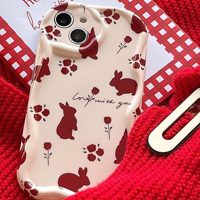 

Новинка 2023 года, чехол с изображением кролика для Iphone 11 12 Promax 14 Pro Max 13promax, противоударный чехол для телефона с милым кроликом и розой For iphone 12pro