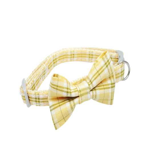 Cat Necklace Escapeproof Adjustable Fabric Adorable Bowknot Decor Pet Small Dog Plaid Collar